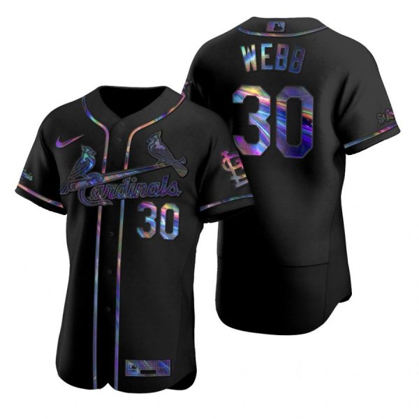 Personalized Men’s Tyler Webb St. Louis Cardinals Flex Base Jersey Cream Black Holographic