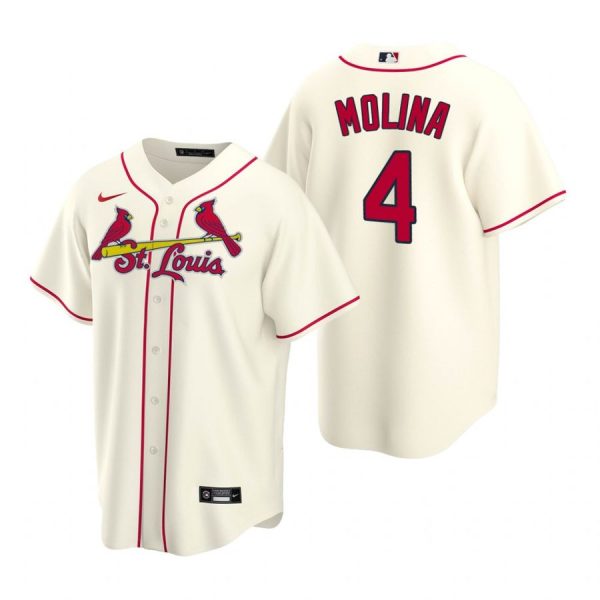 Personalized Men’s Yadier Molina St. Louis Cardinals Cool Base Jersey Gray Cream