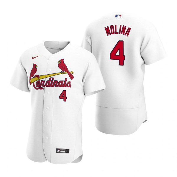 Personalized Men’s Yadier Molina St. Louis Cardinals Flex Base Jersey White Golden White