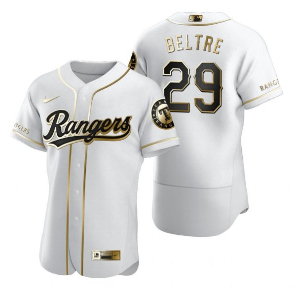 Personalized Men’s Adrian Beltre Texas Rangers Flex Base Jersey White Golden White Golden