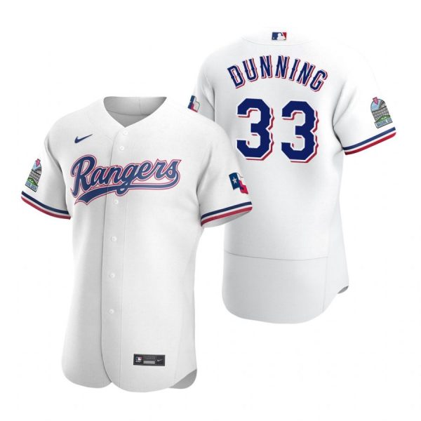Personalized Men’s Dane Dunning Texas Rangers Flex Base Jersey White White