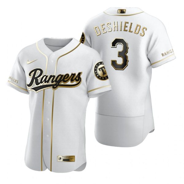 Personalized Men’s Delino Deshields Texas Rangers Flex Base Jersey White Golden White Golden