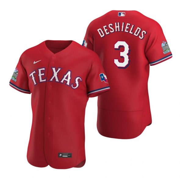 Personalized Men’s Delino Deshields Texas Rangers Flex Base Jersey White Golden Scarlet