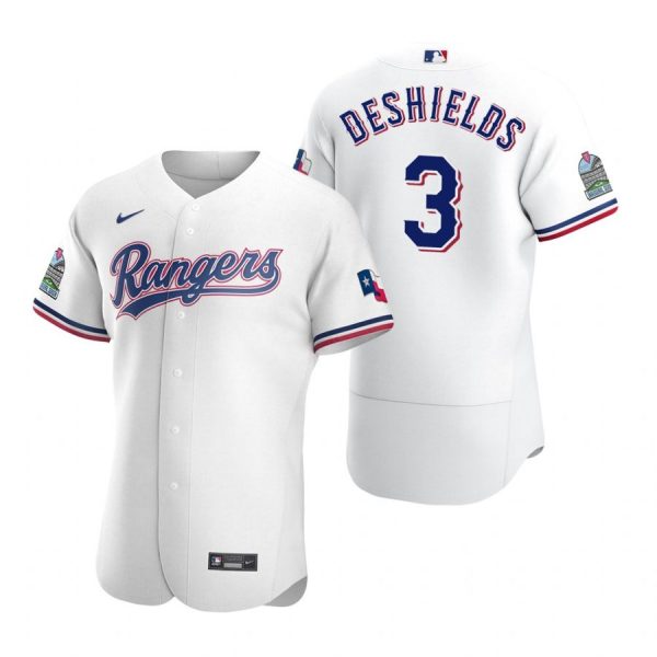Personalized Men’s Delino Deshields Texas Rangers Flex Base Jersey White Golden White
