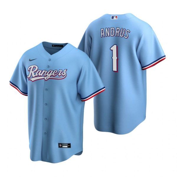 Personalized Men’s Elvis Andrus Texas Rangers Cool Base Jersey Gray Light Blue
