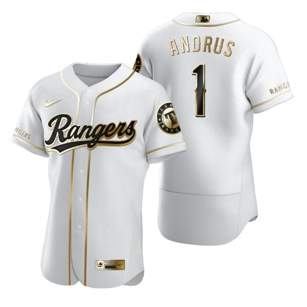 Personalized Men’s Elvis Andrus Texas Rangers Flex Base Jersey Black Golden White Golden