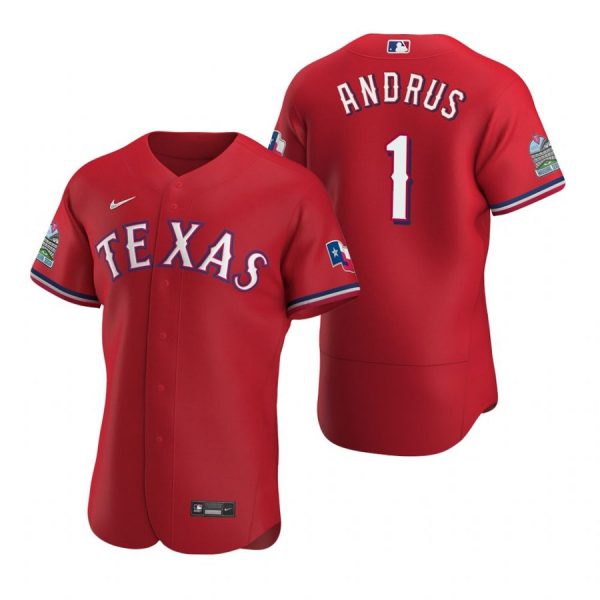Personalized Men’s Elvis Andrus Texas Rangers Flex Base Jersey Black Golden Scarlet