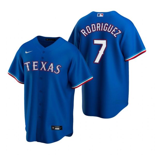 Personalized Men’s Ivan Rodriguez Texas Rangers Cool Base Jersey Gray Royal