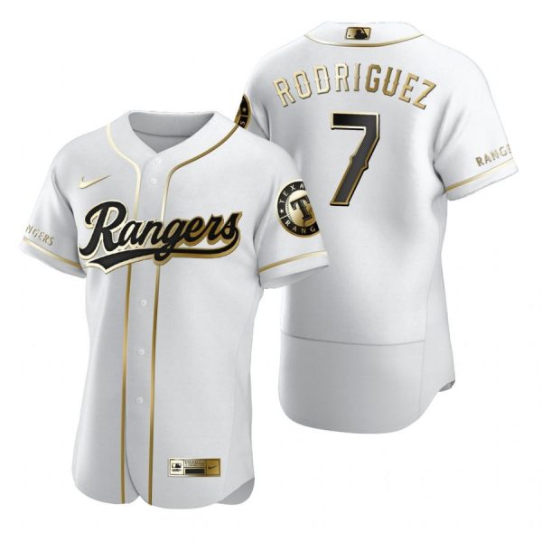 Personalized Men’s Ivan Rodriguez Texas Rangers Flex Base Jersey White Golden White Golden