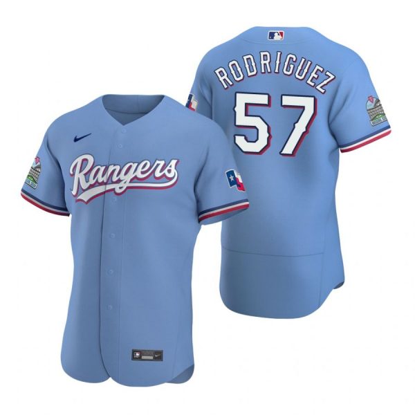 Personalized Men’s Joely Rodriguez Texas Rangers Flex Base Jersey White Light Blue