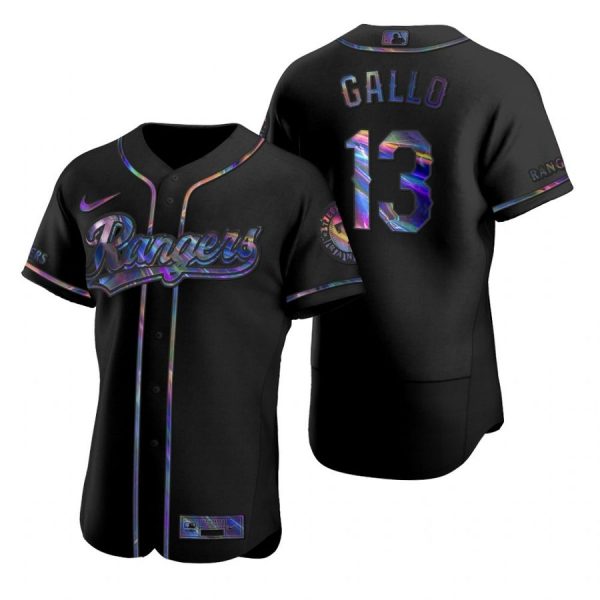 Personalized Men’s Joey Gallo Texas Rangers Flex Base Jersey Black Holographic Black Holographic