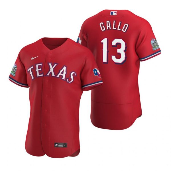 Personalized Men’s Joey Gallo Texas Rangers Flex Base Jersey Black Holographic Scarlet
