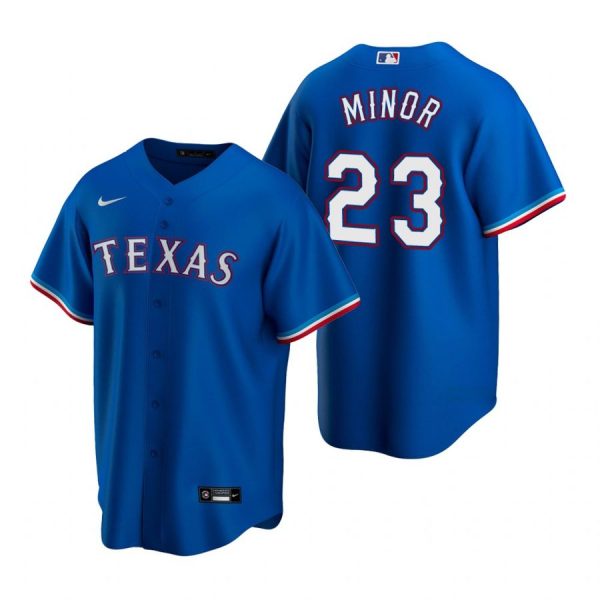 Personalized Men’s Mike Minor Texas Rangers Cool Base Jersey Gray Royal
