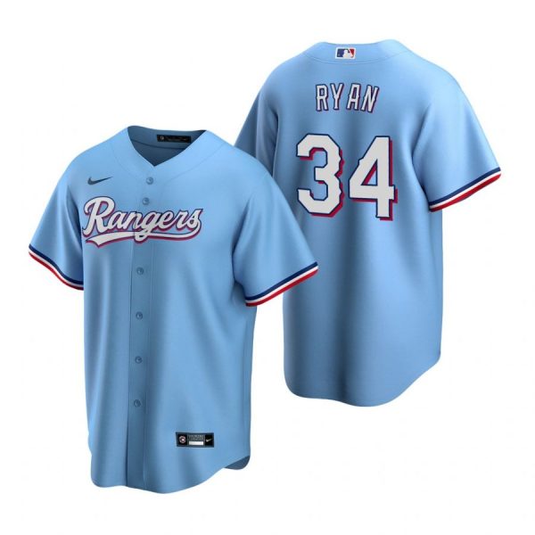Personalized Men’s Nolan Ryan Texas Rangers Cool Base Jersey Light Blue Light Blue