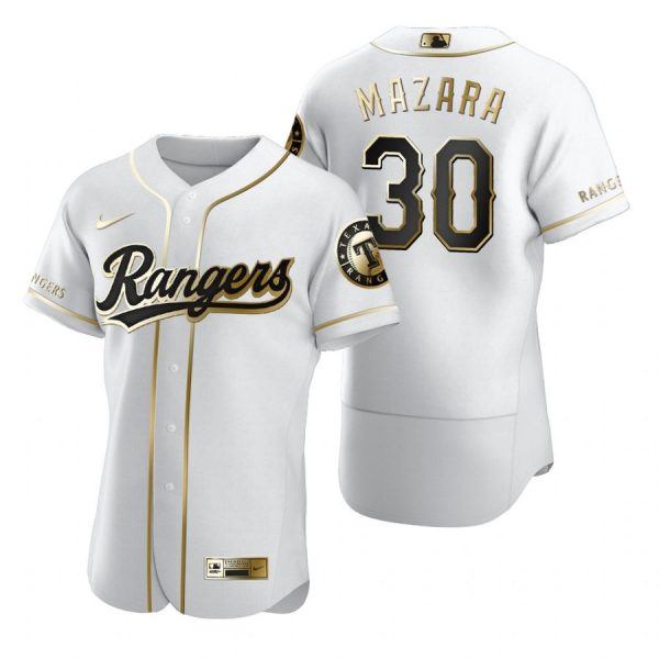 Personalized Men’s Nomar Mazara Texas Rangers Flex Base Jersey White Golden White Golden