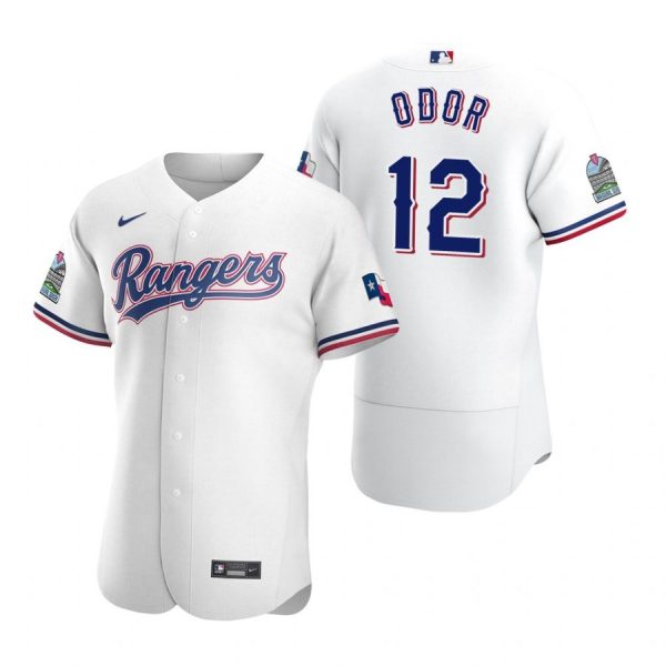 Personalized Men’s Rougned Odor Texas Rangers Flex Base Jersey Black Holographic White
