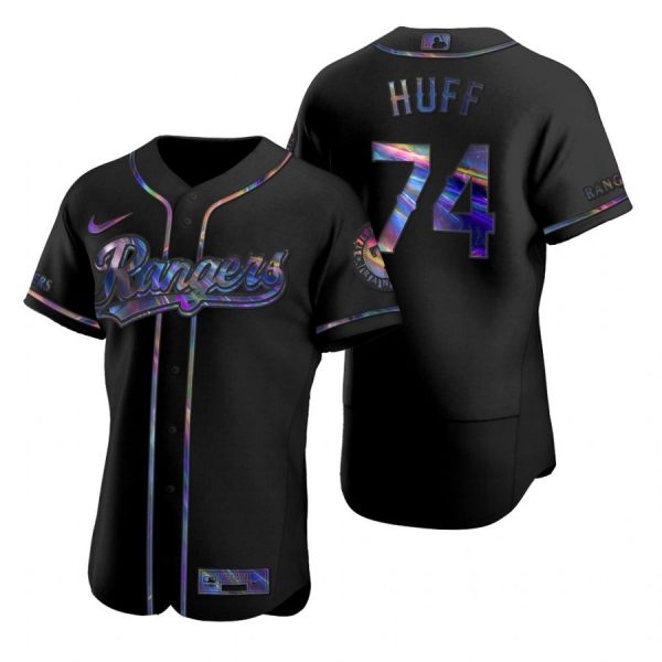 Personalized Men’s Sam Huff Texas Rangers Flex Base Jersey Scarlet Black Holographic
