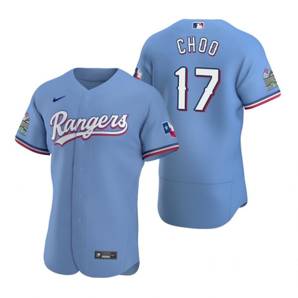 Personalized Men’s Shin Soo Choo Texas Rangers Flex Base Jersey Light Blue Light Blue