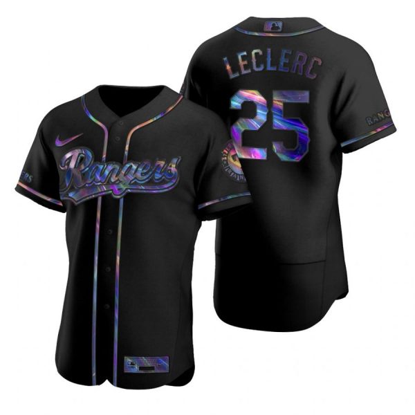 Personalized Men’s Jose Leclerc Texas Rangers Flex Base Jersey Light Blue Black Holographic