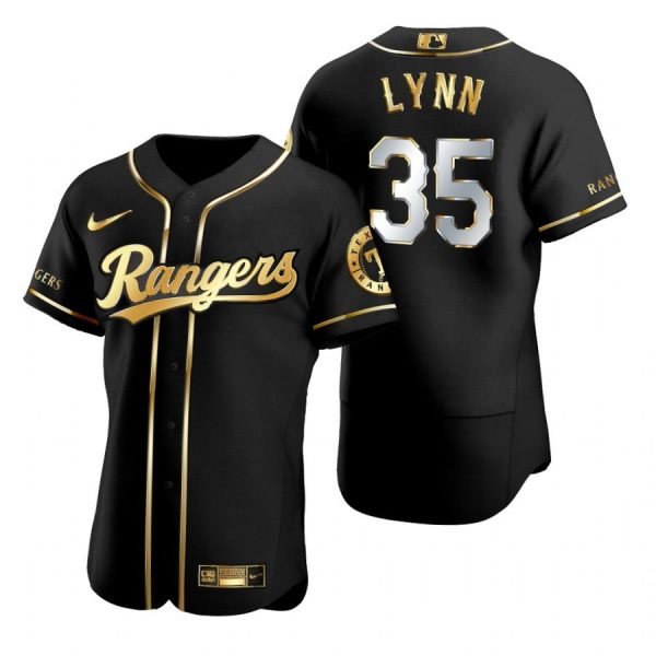 Personalized Men’s Lance Lynn Texas Rangers Flex Base Jersey Black Golden Black Golden