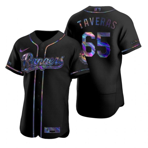 Personalized Men’s Leody Taveras Texas Rangers Flex Base Jersey White Black Holographic