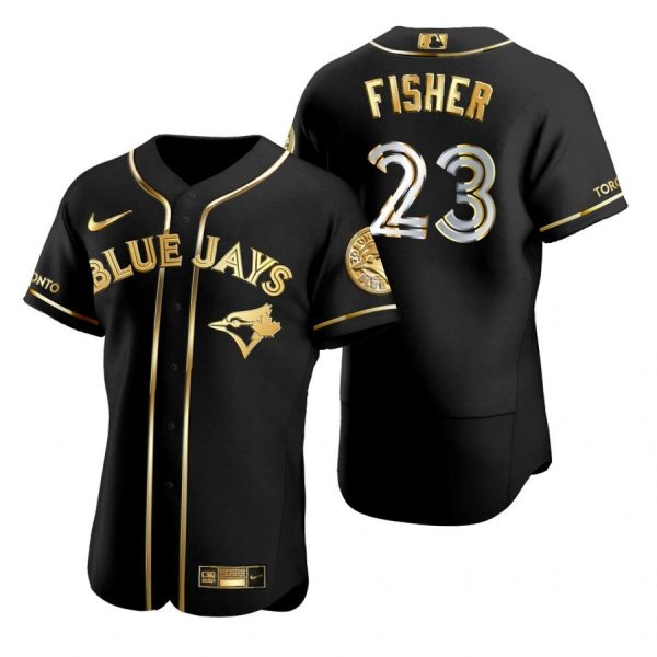 Personalized Men’s Derek Fisher Toronto Blue Jays Flex Base Jersey Black Golden Black Golden