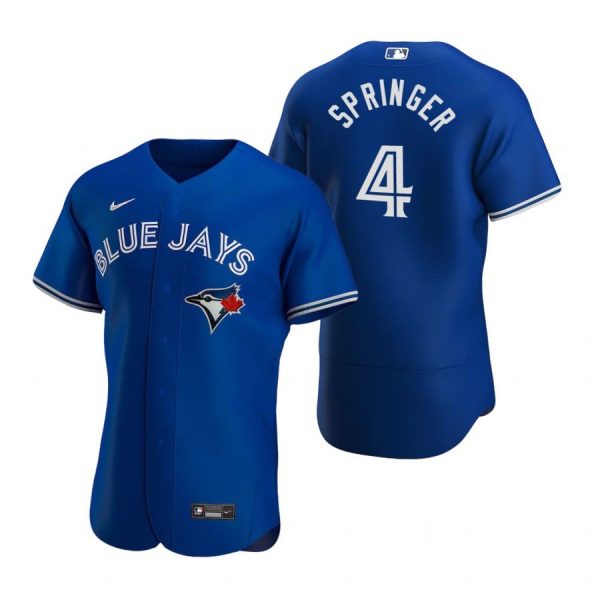 Personalized Men’s George Springer Toronto Blue Jays Flex Base Jersey White Royal