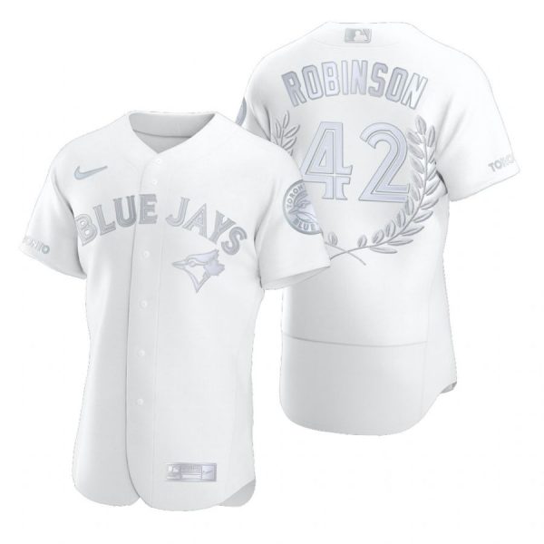 Personalized Men’s Jackie Robinson Toronto Blue Jays Flex Base Jersey White Awards White Award
