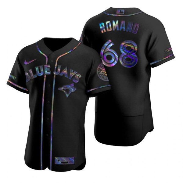 Personalized Men’s Jordan Romano Toronto Blue Jays Flex Base Jersey Gray Black Holographic