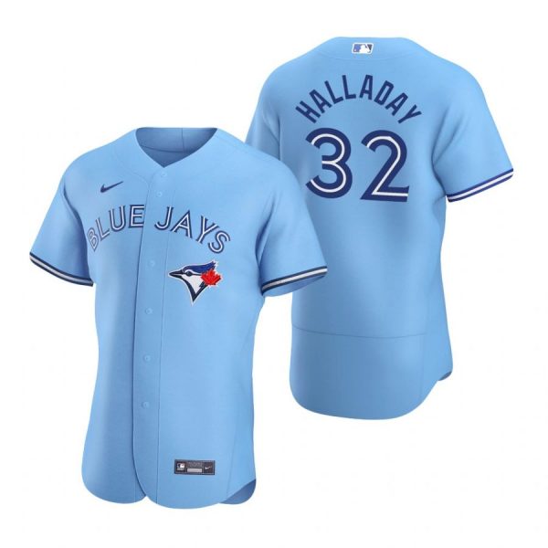 Personalized Men’s Roy Halladay Toronto Blue Jays Flex Base Jersey Black Awards Powder Blue