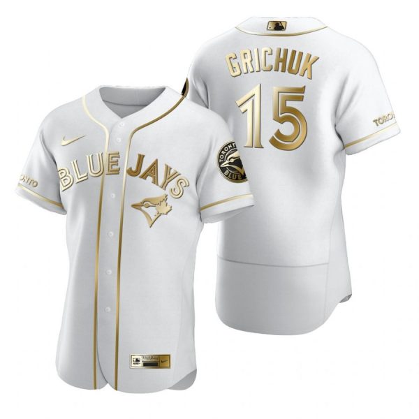 Personalized Men’s Randal Grichuk Toronto Blue Jays Flex Base Jersey Black Golden White Golden