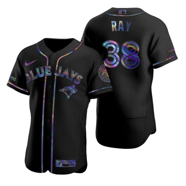 Personalized Men’s Robbie Ray Toronto Blue Jays Flex Base Jersey White Black Holographic