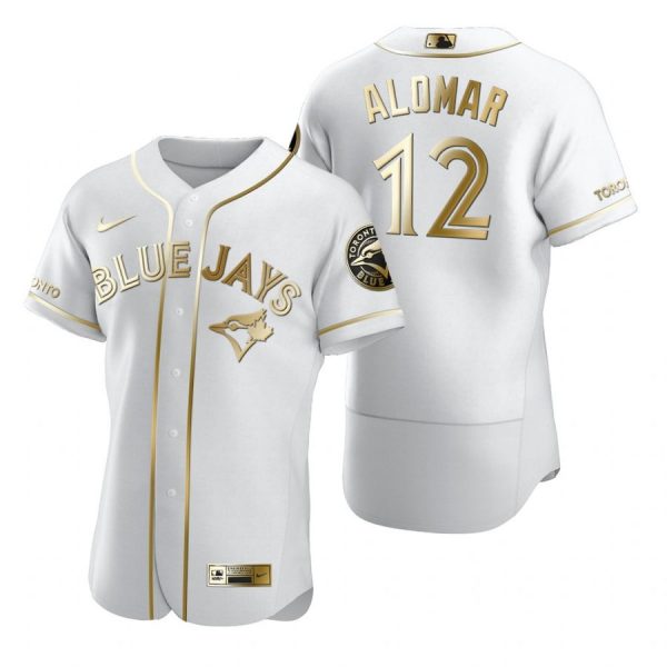 Personalized Men’s Roberto Alomar Toronto Blue Jays Flex Base Jersey Powder Blue White Golden