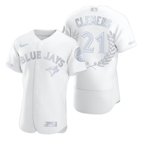 Personalized Men’s Roger Clemens Toronto Blue Jays Flex Base Jersey Black Awards White Award