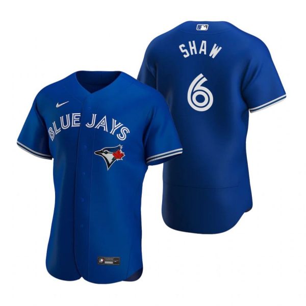 Personalized Men’s Travis Shaw Toronto Blue Jays Flex Base Jersey Gray Royal