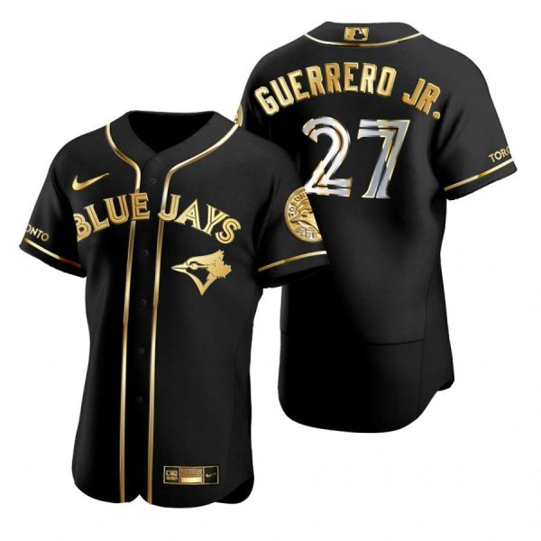 Personalized Men’s Vladimir Guerrero Jr. Toronto Blue Jays Flex Base Jersey White Black Golden