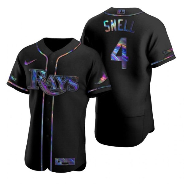 Personalized Men’s Blake Snell Tampa Bay Rays Flex Base Jersey White Black Holographic
