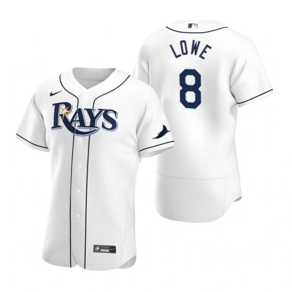 Personalized Men’s Brandon Lowe Tampa Bay Rays Flex Base Jersey White Stars White