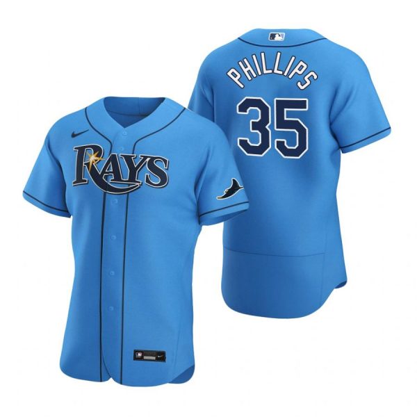 Personalized Men’s Brett Phillips Tampa Bay Rays Flex Base Jersey White Light Blue