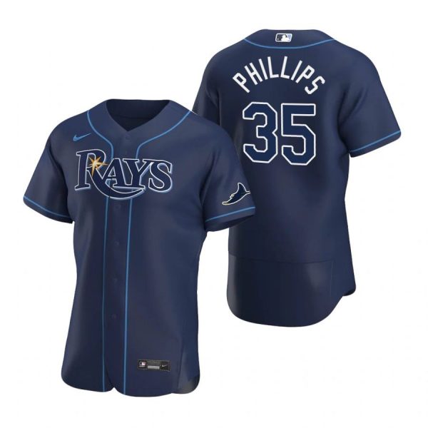 Personalized Men’s Brett Phillips Tampa Bay Rays Flex Base Jersey White Navy