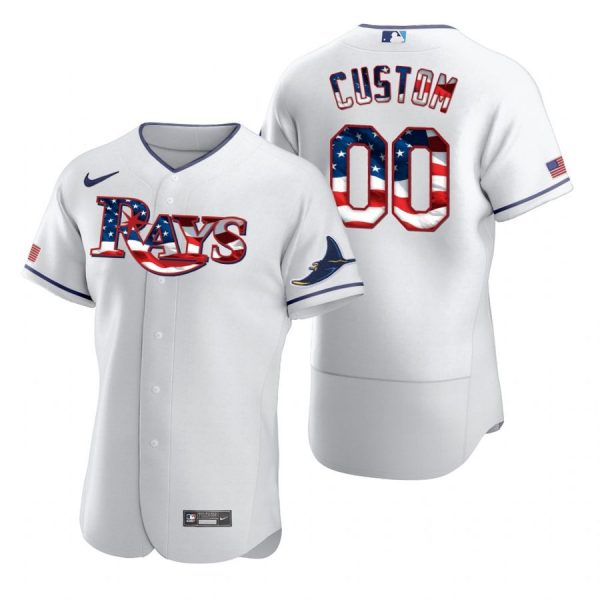 Personalized Men’s Tampa Bay Rays Flex Base Jersey Navy White Stars
