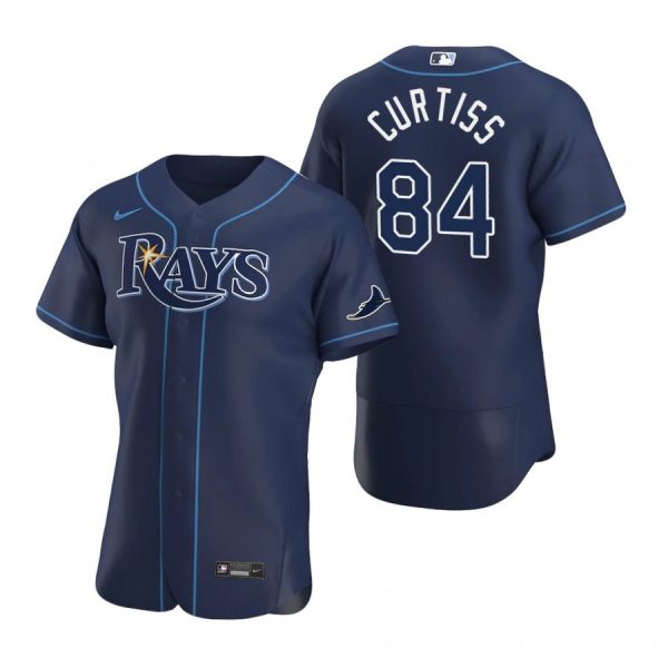 Personalized Men’s John Curtiss Tampa Bay Rays Flex Base Jersey White Navy