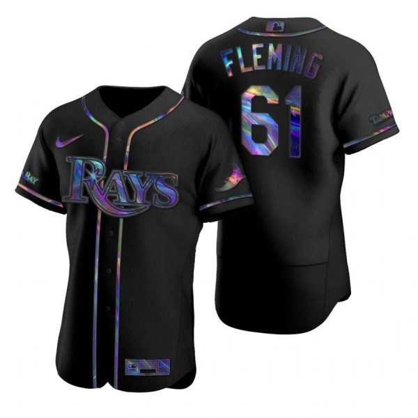 Personalized Men’s Josh Fleming Tampa Bay Rays Flex Base Jersey White Blue Black Holographic