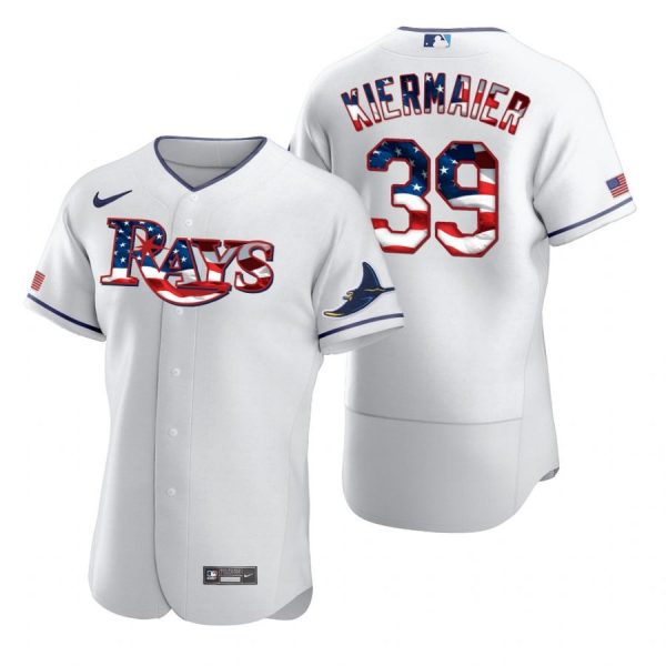 Personalized Men’s Kevin Kiermaier Tampa Bay Rays Flex Base Jersey White White Stars
