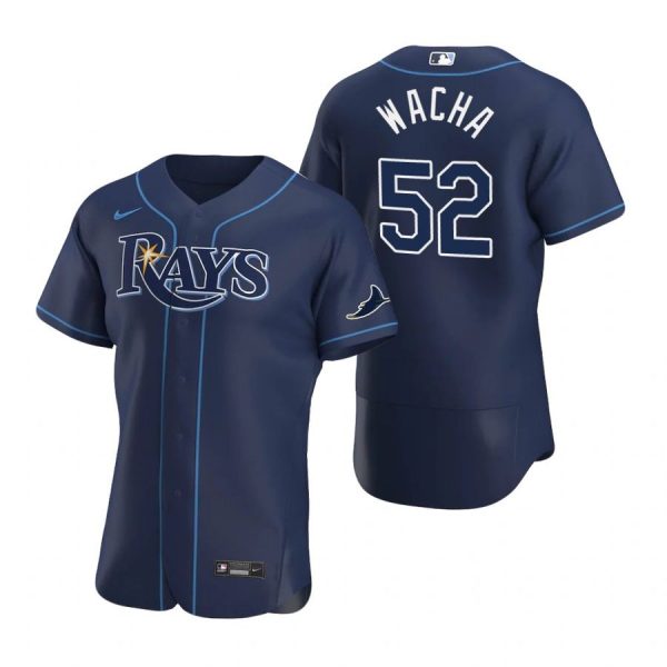 Personalized Men’s Michael Wacha Tampa Bay Rays Flex Base Jersey Navy Navy