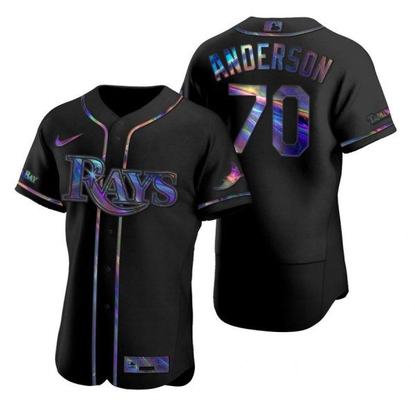 Personalized Men’s Nick Anderson Tampa Bay Rays Flex Base Jersey Black Holographic Black Holographic