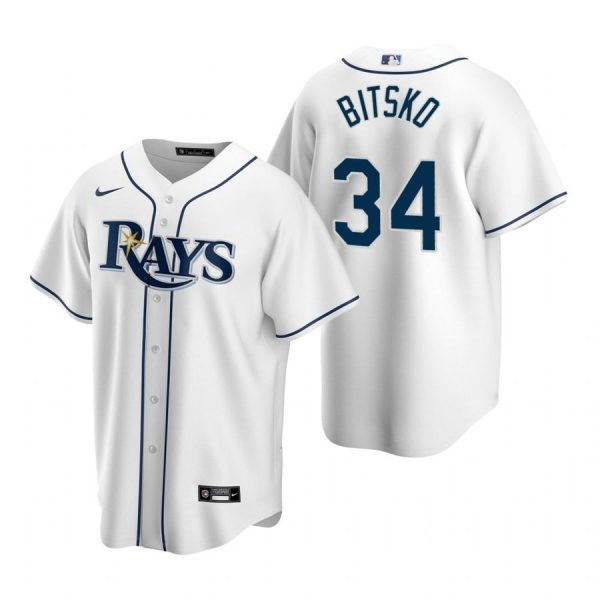 Personalized Men’s Nick Bitsko Tampa Bay Rays Cool Base Jersey White White