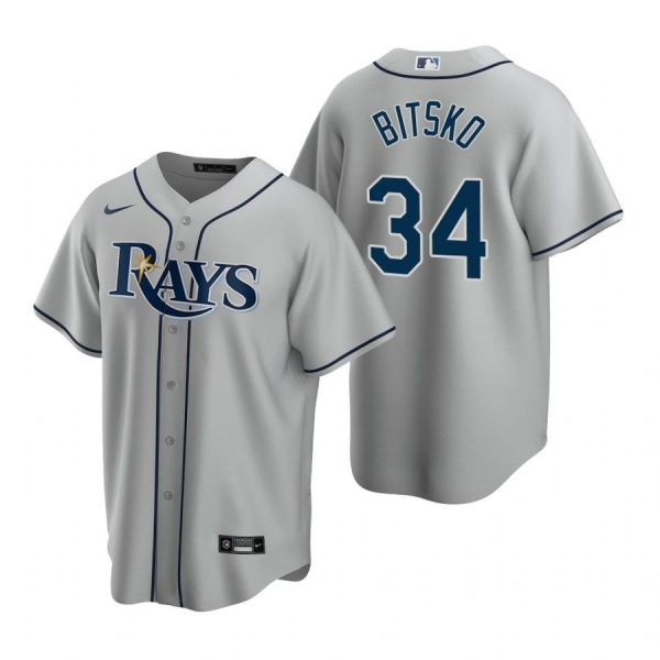 Personalized Men’s Nick Bitsko Tampa Bay Rays Cool Base Jersey White Gray