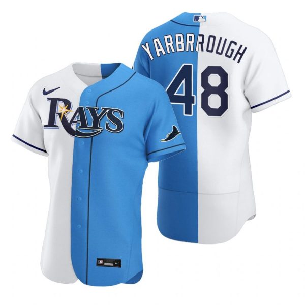 Personalized Men’s Ryan Yarbrough Tampa Bay Rays Flex Base Jersey White White Blue