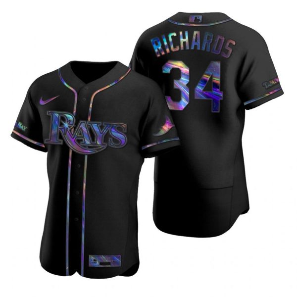 Personalized Men’s Trevor Richards Tampa Bay Rays Flex Base Jersey White Blue Black Holographic